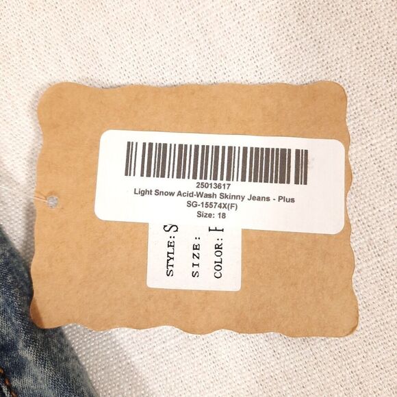 Be-Girl Skinny Jeans Plus Size 18 Distressed Acid Wash High-Rise Corset Waist - Picture 16 of 16